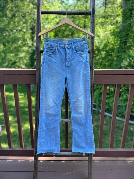 MOTHER Denim - MOTHER Light Blue Button Fly Jeans - the Tripper Ankle Fray, Island Time